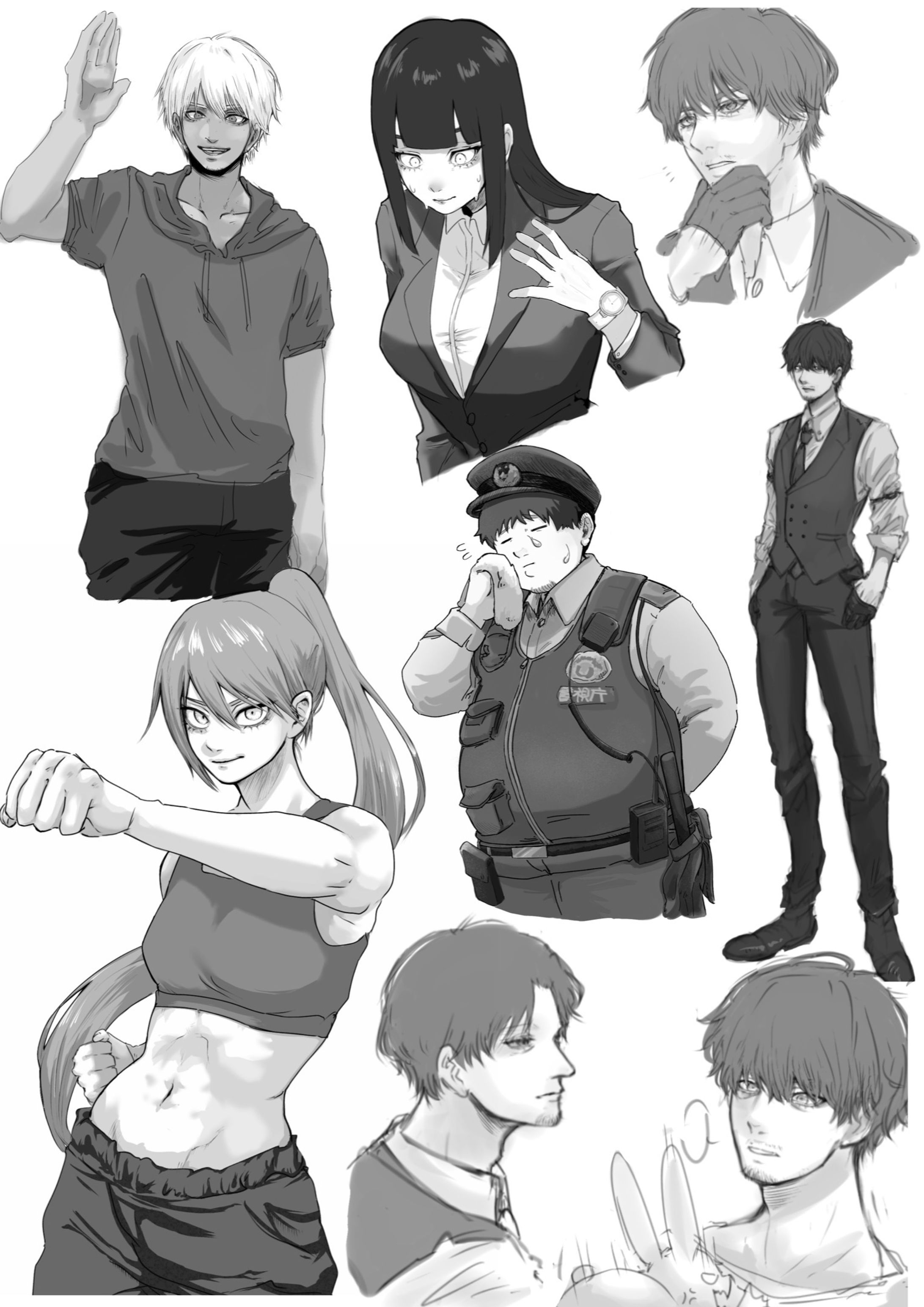 マンガ風 モノクロイラストなど-1