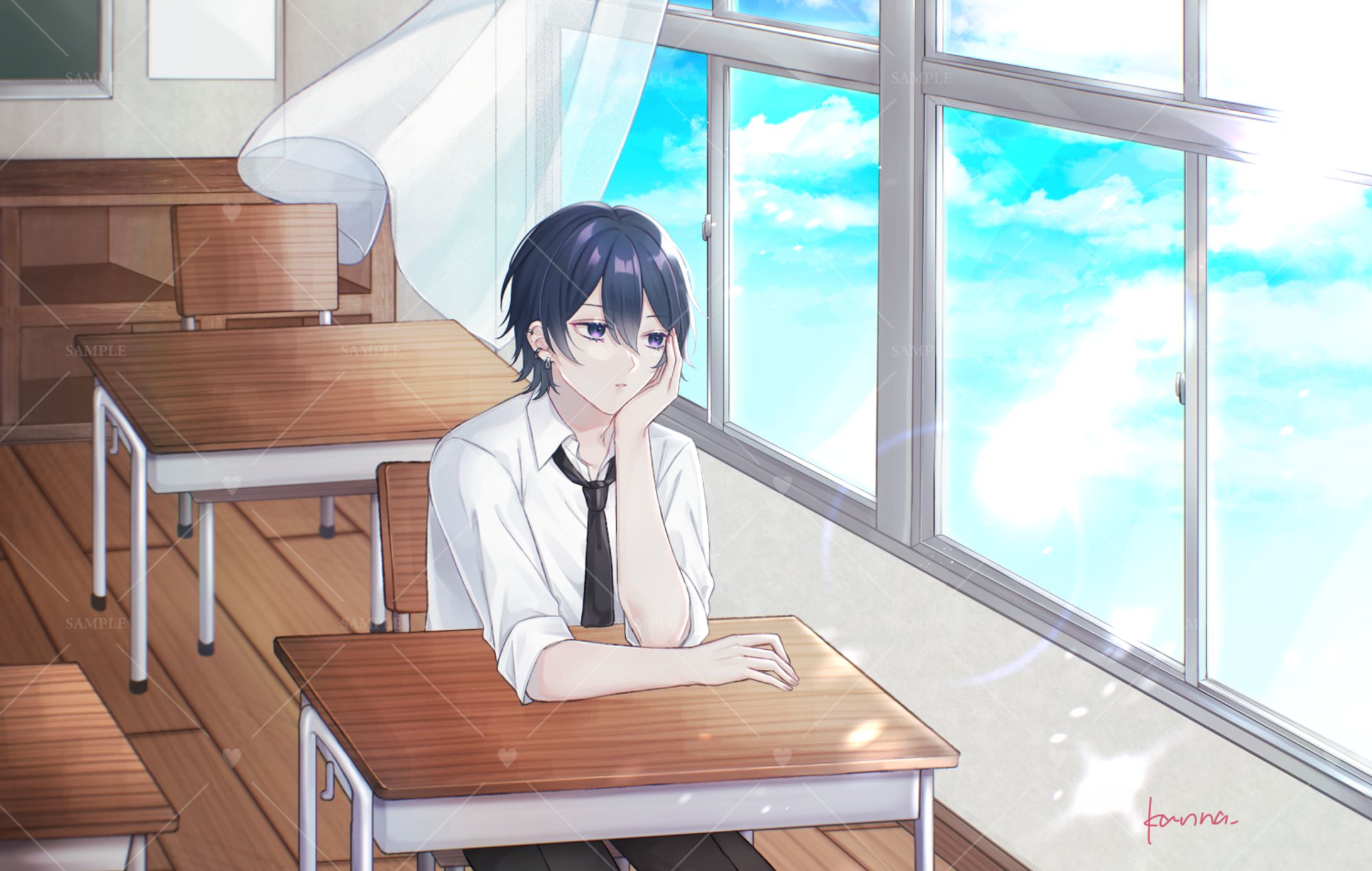 【ご依頼】黒宮きつね様　1枚絵、浴衣衣装-1