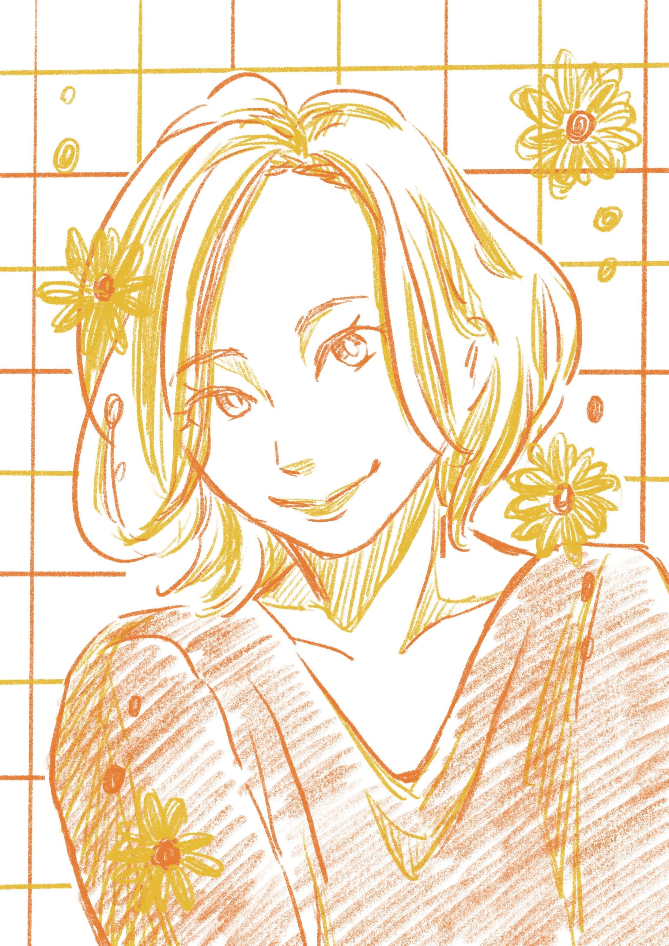 女性のイラストレーション　２color-1