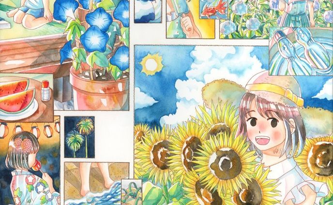 燦々Summer!
(さんさんサマー)

2023/5/26 完成
制作期間：23日間
サイズ：A3size(420x297mm)
使用画材：透明水彩、ミリペン、色鉛筆、アクリルガッシュ/ウォーターフォード水彩紙

 #いらすとぐらむ  #イラスト  #イラストグラム  #イラストレーション  #透明水彩  #水彩画  #アナログイラスト  #アナログ絵  #夏  #女の子イラスト  #一次創作  #オリジナルイラスト  #🌻 #illustration  #originalillustration  #illustgram  #analogillustration  #watercolor  #watercolorpainting  #transparentwatercolors  #summer  #girlsillustration  #watercolorillustration  #カラフル  #colorful  #sunflower  #絵  #ひまわり  #kawaii  #kawaiigirl