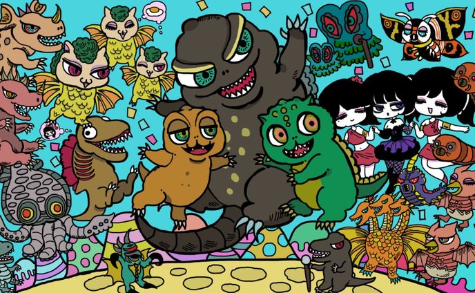 怪獣人形劇ゴジばん　アニメーションイラスト