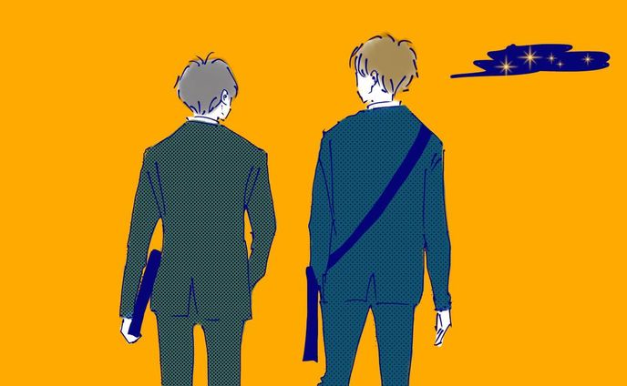 帰り道𓈒◌

仕事帰りにモヤモヤしても、
誰かに話すとちょっと気が楽になる事って
ありますよねー…。

1枚目…オレンジ色も私の中で勇気いるのですが、仕事帰りの夕方イメージして
ちょっとラフに描きました。

2〜3枚目…また短い漫画です。

4枚目…絵に台詞入れるの大好きです。
（一番好きな作業）

5枚目…あとがき。

3月4月はほーんと忙しいし、入れ替わりも激しく…私は物凄くしんどくなるタイプなので…
絵や漫画を描く時間を設けて、
なんとか乗り切りたいと思います。

ではでは、沢山の中から見つけて下さり有難うございます‼︎

そして前々回の『後悔』の漫画。
沢山の♡や保存まで沢山して頂いたようで😭✨

何もない日が少なく毎日色々ありますが…
皆様のおかげでまた頑張れそうです。

いつも有難うございます‼︎

#帰り道
#飲みに行こう 🍻

#折り紙ハート ♡
#ありがとね 

#スーツ男子 
#創作イラスト
#男の子イラスト 
#創作男子 
#男子イラスト 
#創作男子イラスト 
#男性イラスト 
#男の子を描くのが好き 
#絵描きさんと繋がりたい 
#イラスト好きな人と繋がりたい 
#イラスト
#ショート漫画 
#漫画 
#漫画エッセイ 
#漫画好きな人と繋がりたい 
#軽美術部 
#軽美術部のみんなでフォローし合おう 

#anipiccom 
#anipraillustration 
#creatorsfile 
#irodoricampus 

@keivi.jp
@creatorsfile 
@anipraillustration