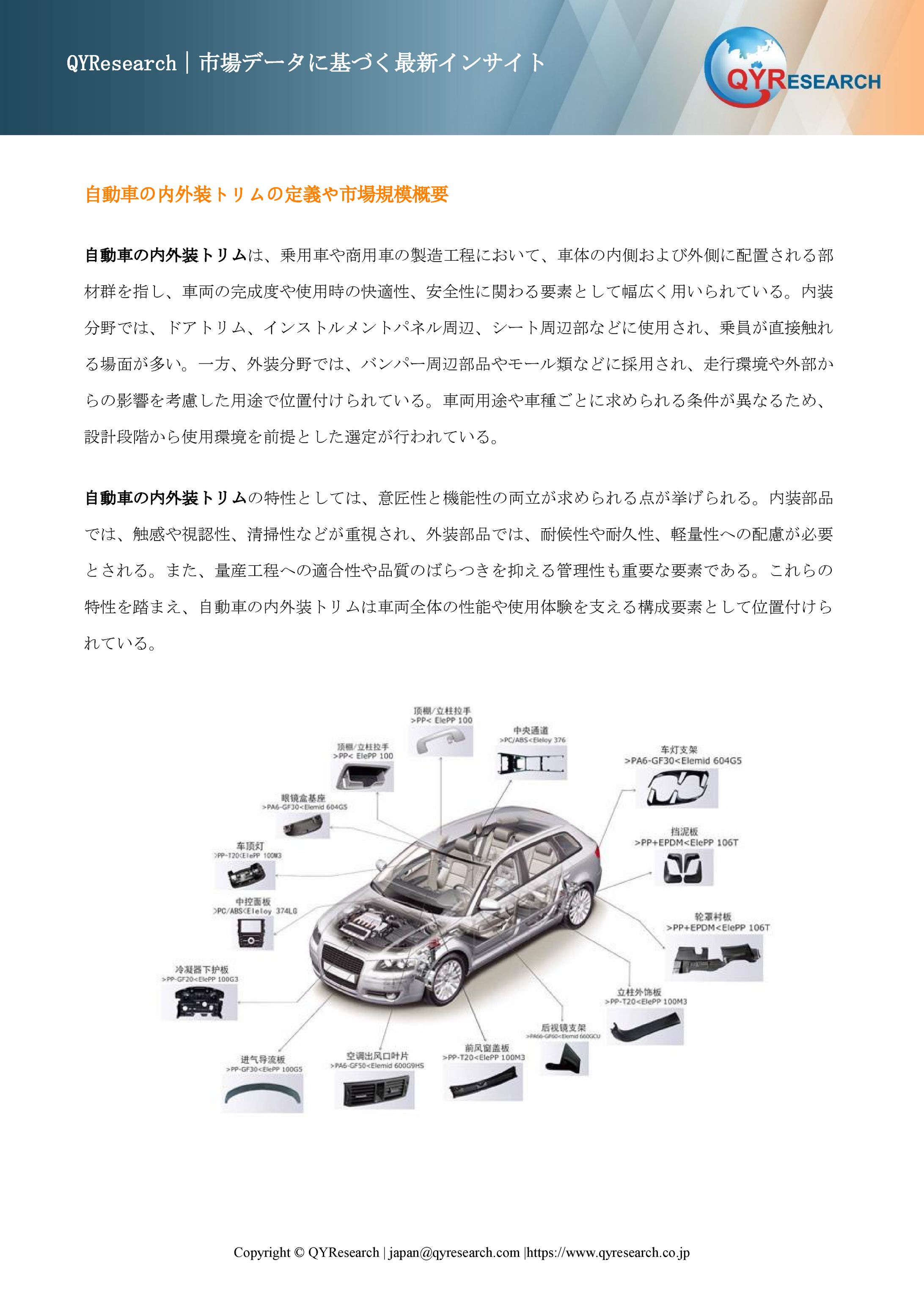自動車の内外装トリム市場、2026年に9207百万米ドル、2032年に13135百万米ドル到達へ-1