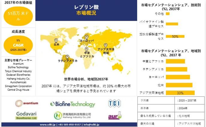 レブリン酸産業の機会、分析、動向、成長  概要 - 予測 - 2025-2037