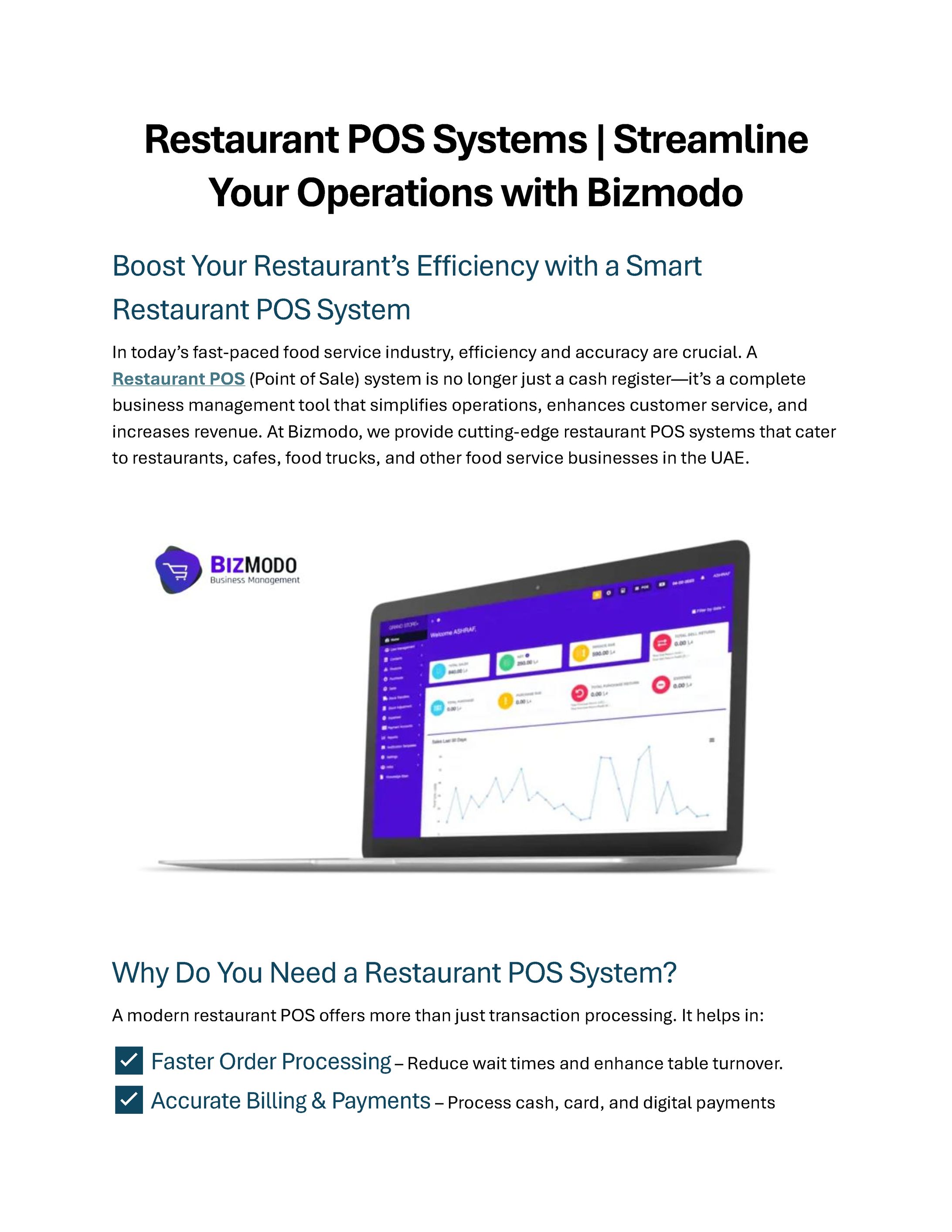 Restaurant POS Systems | Streamline Your Operations with Bizmodo-1