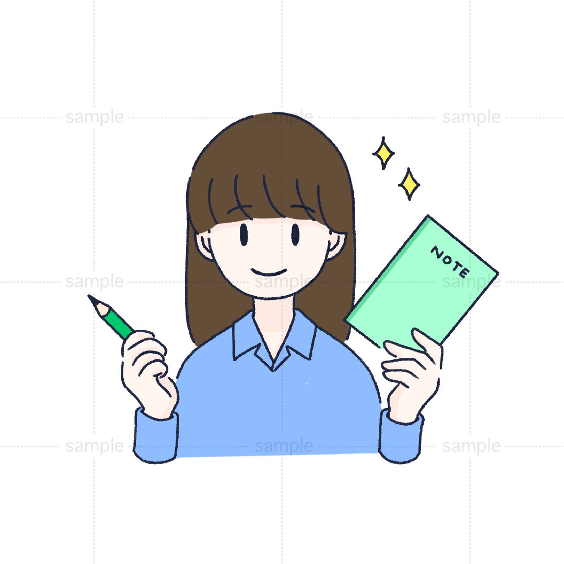 人物カットイラスト|ジャーナリング-1