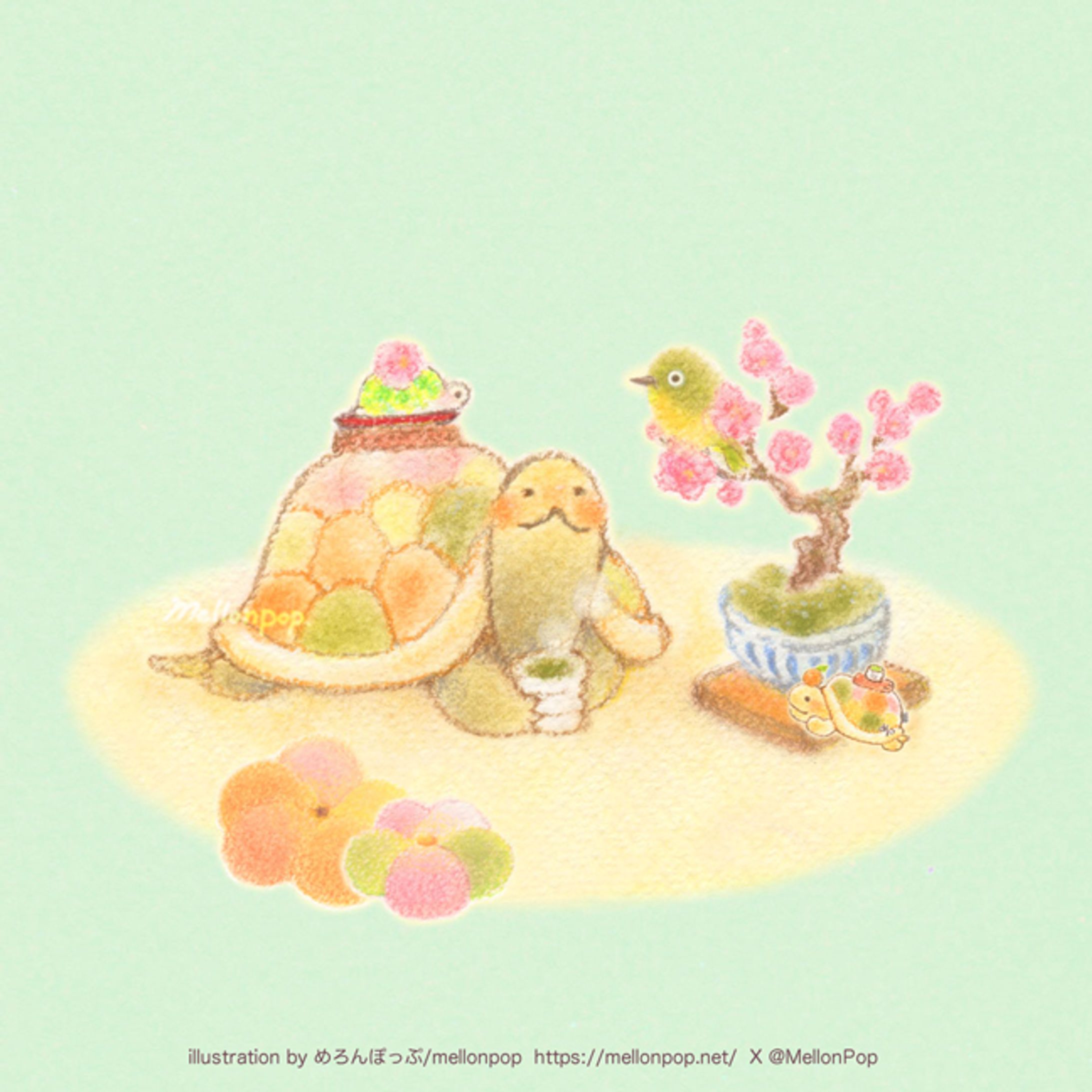 こたろーと梅の盆栽-1