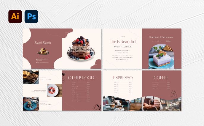 【メニューブック】カフェSweetSweets様