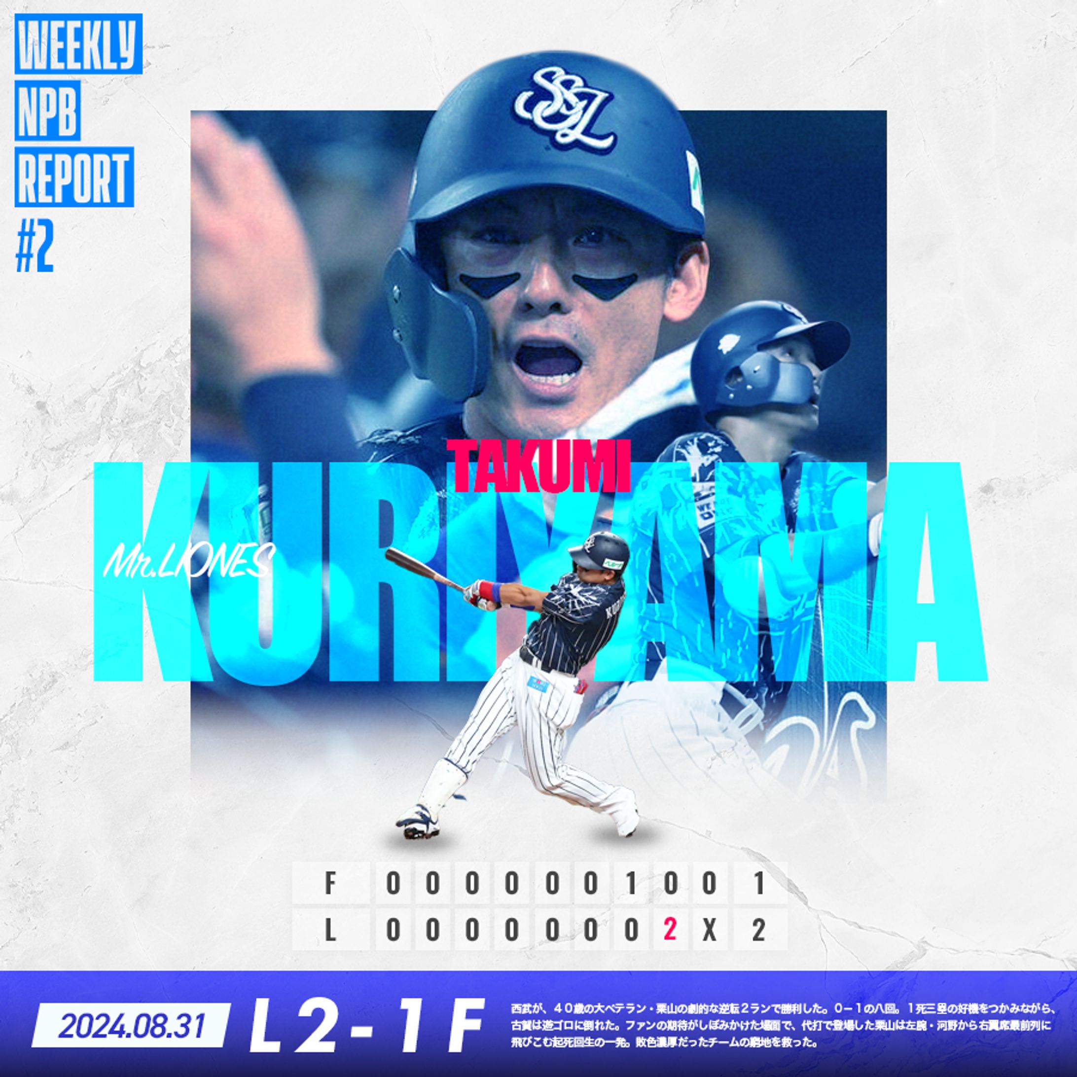 【自主制作】 #今週のNPB 西武・栗山巧選手第1号代打逆転本塁打まとめ-1