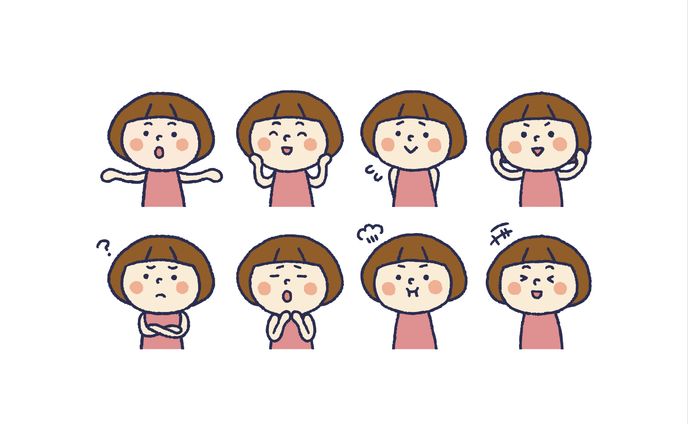 素材用イラスト_表情8種