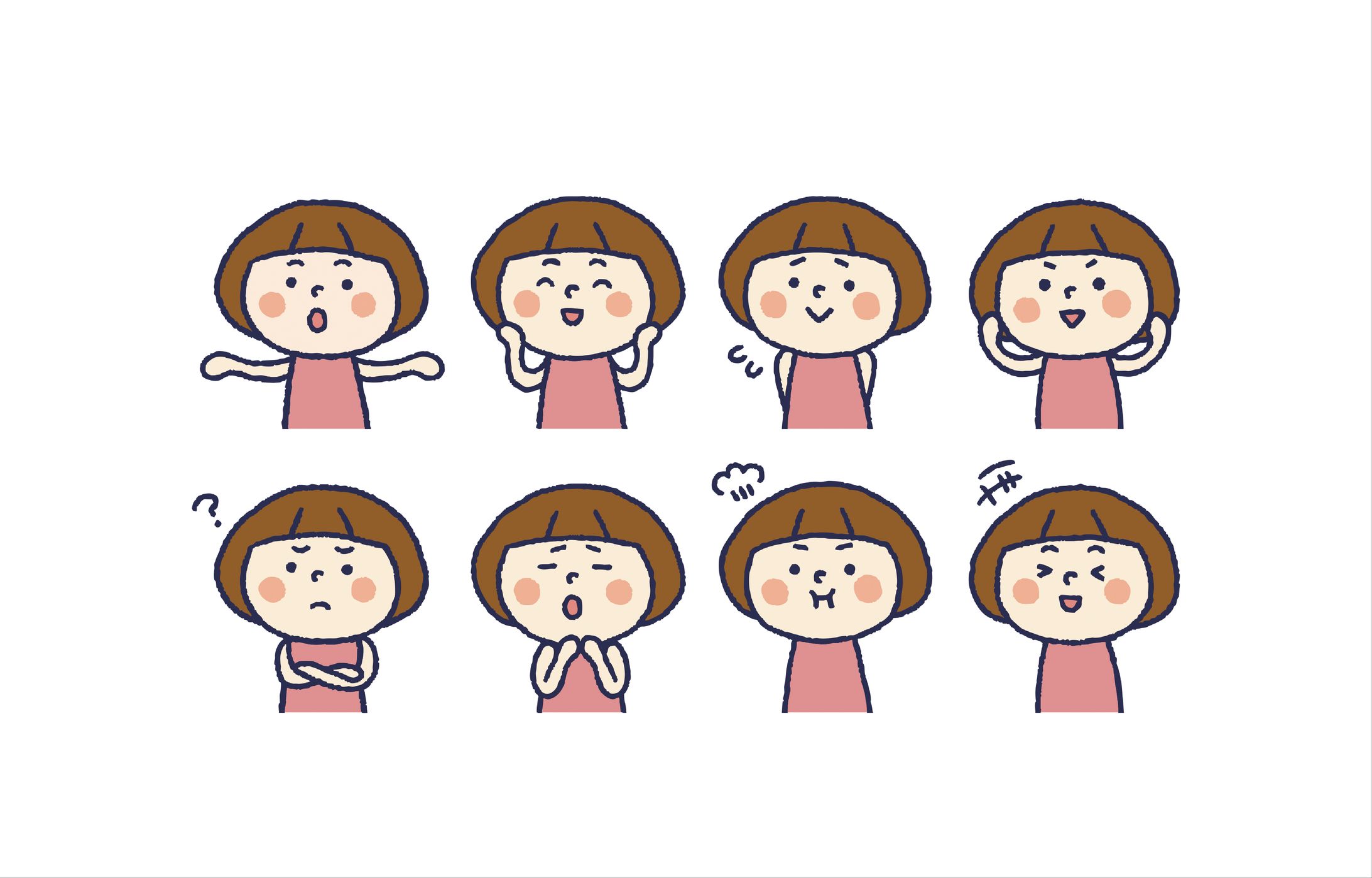 素材用イラスト_表情8種-1