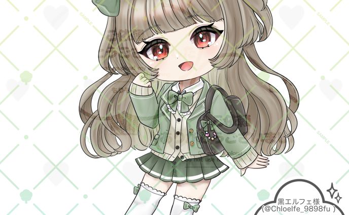 【ご依頼】黒エルフェ様制服ミニキャライラスト