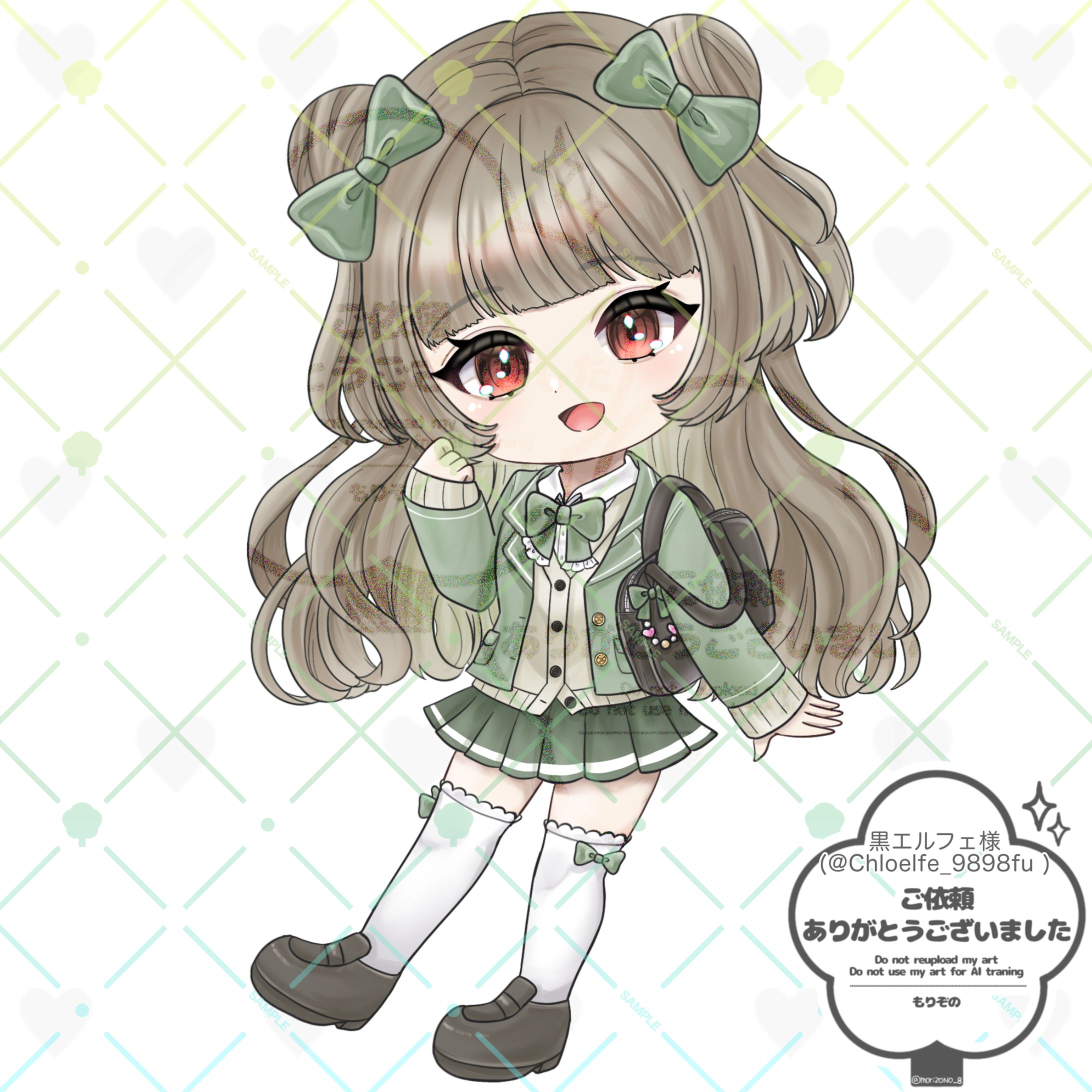 【ご依頼】黒エルフェ様制服ミニキャライラスト-1