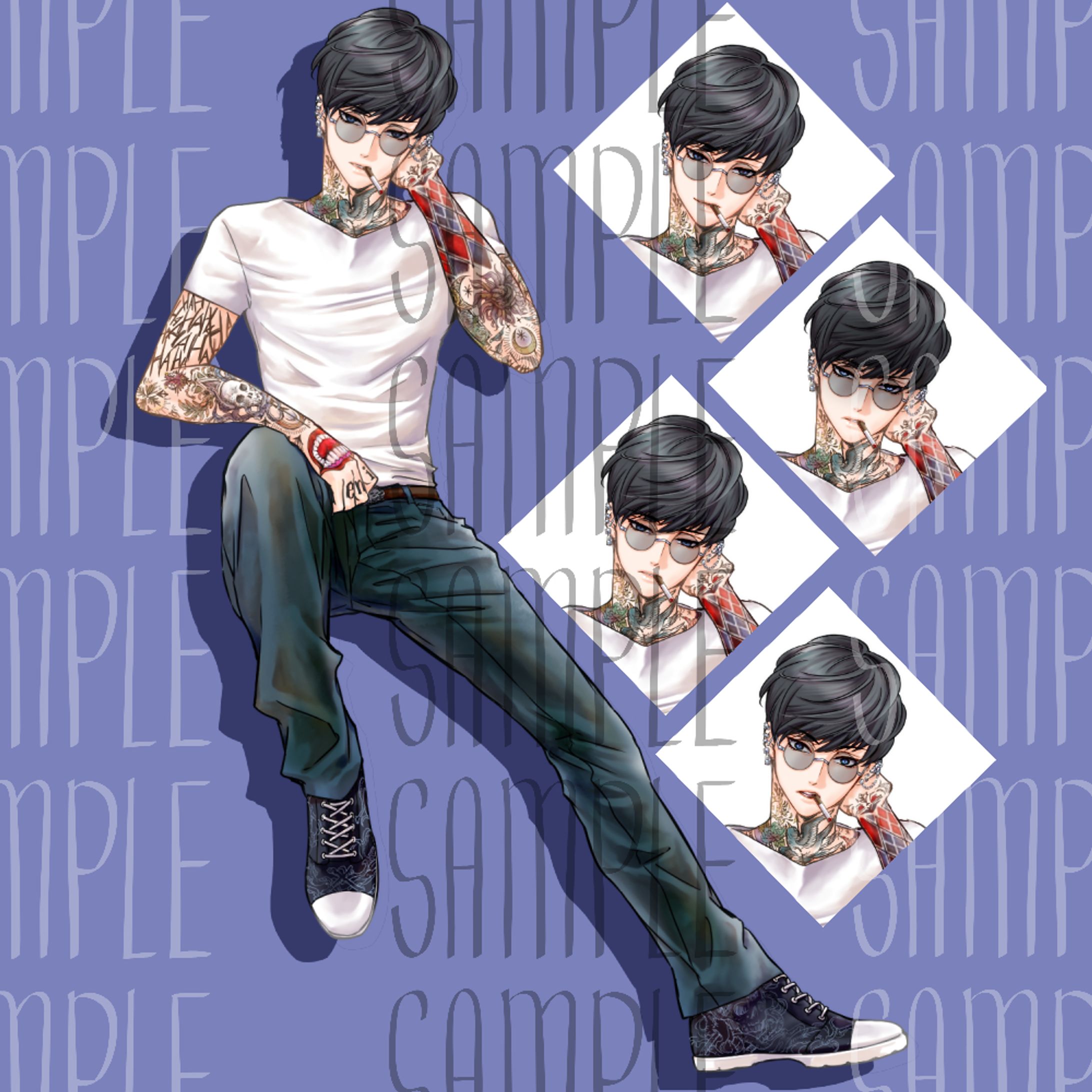 TRPG立ち絵･彫り師(差分４種･ポーズ案５種)-1