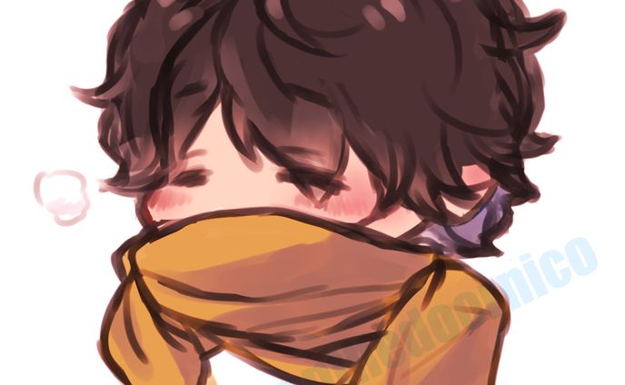 SD絵　マフラーぬくぬく王子様