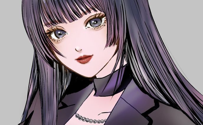 黒髪ぱっつんロング❤︎シルバーのインナーカラーで