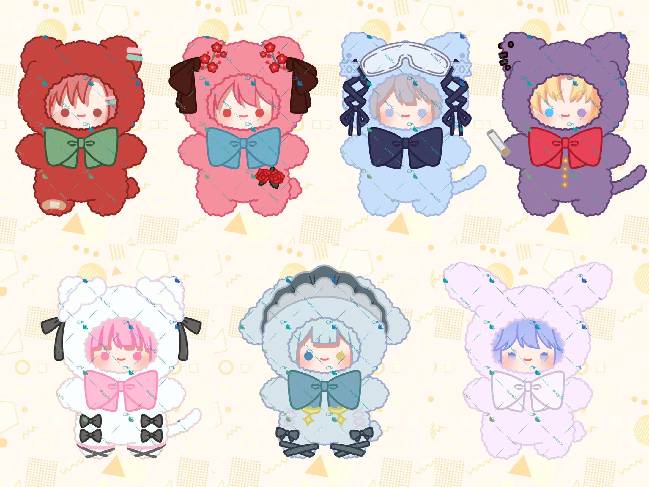 もこもこぬい量産イラスト シバ様、きなこ様、雪谷はくり様、呉ハクア様、成瀬やよい様、朝夜ひな様、梅雨傘はれい様-1