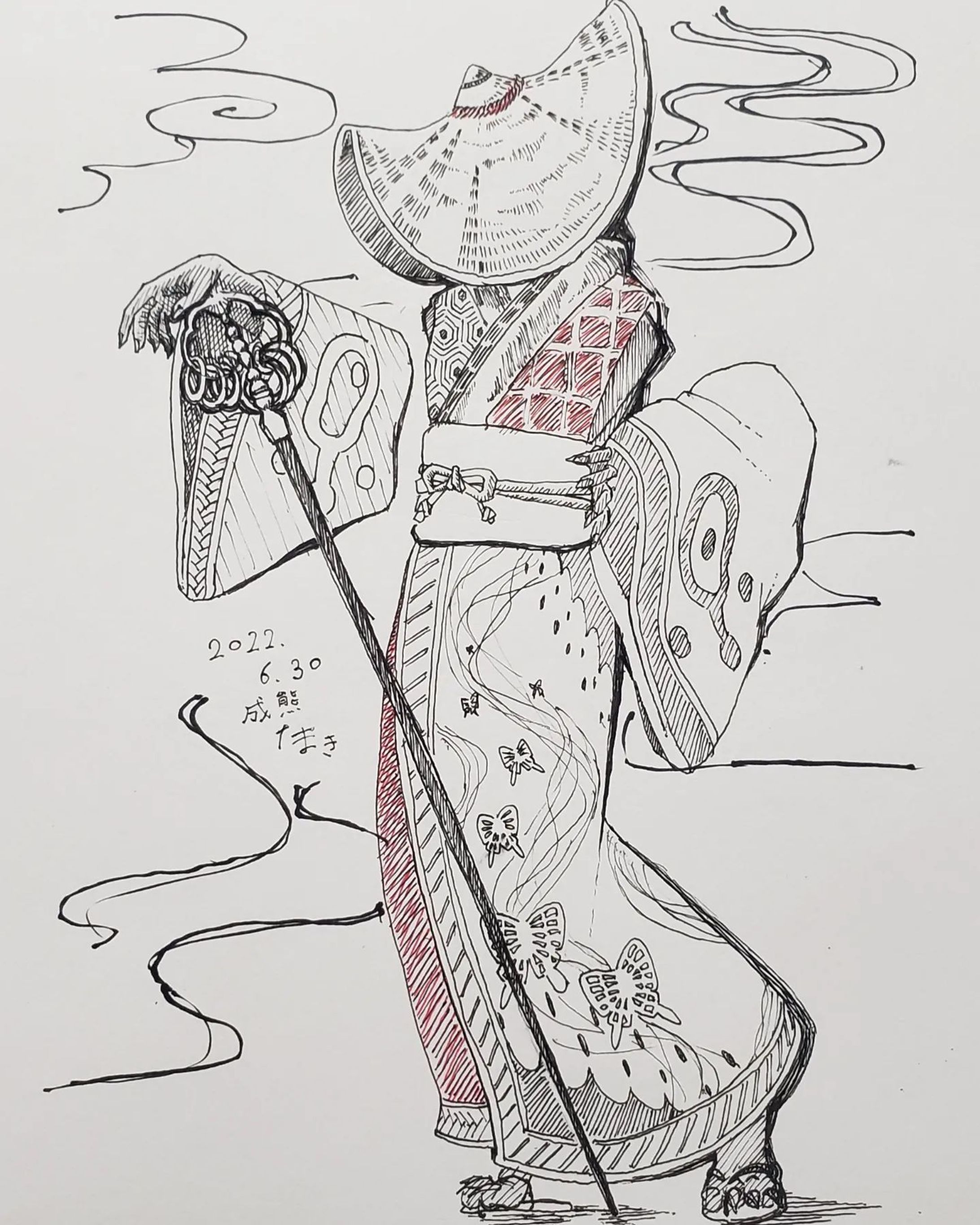 その下にはなにが在るのか…

秋田県　西馬音内盆踊りの衣装を参考に。

#イラスト #人外 #秋田 #西馬音内盆踊り #illustration #artgram #artwork #art #illust #mydrawing #painting #art #drawing-1