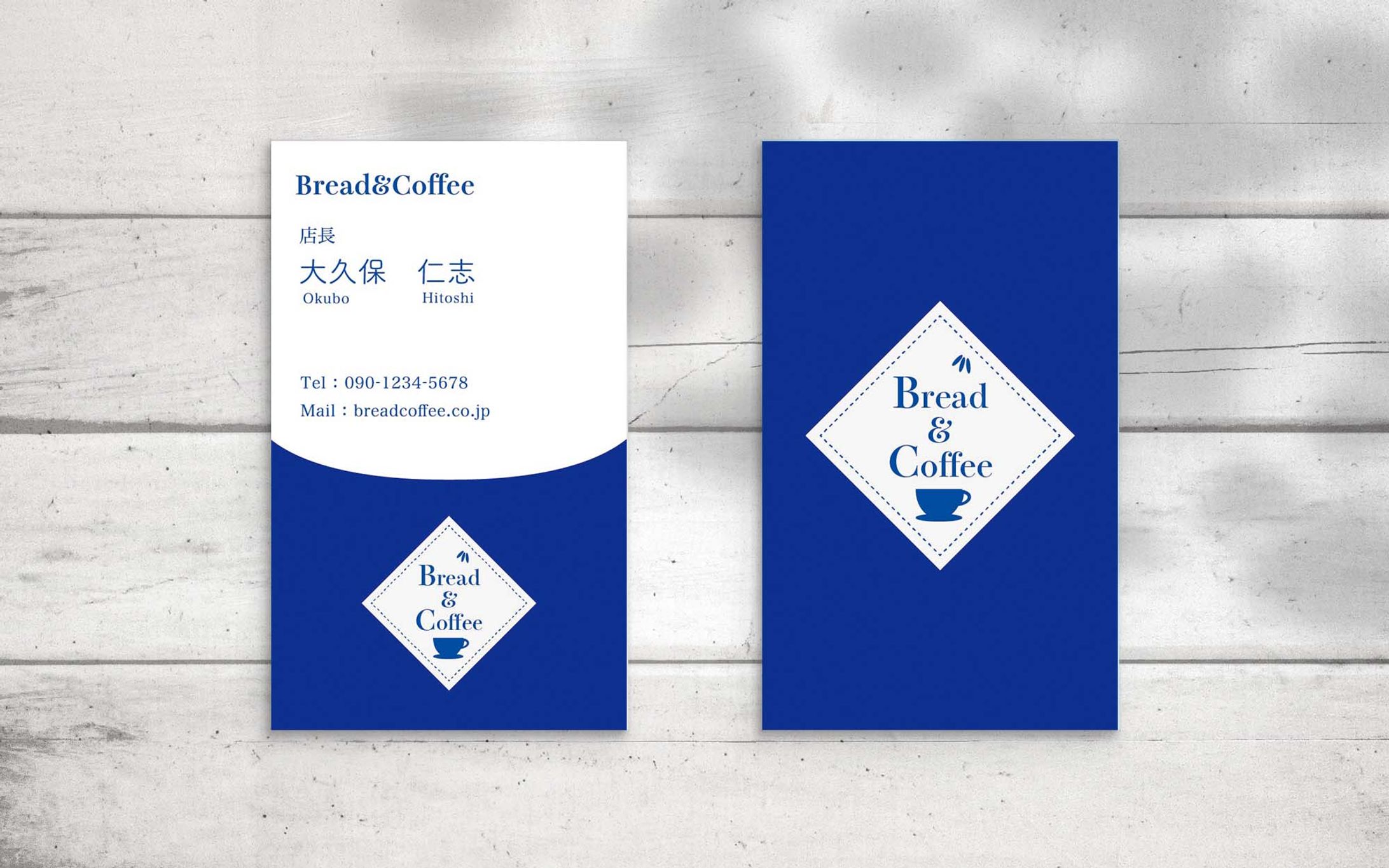 カフェ店舗のLOGO・名刺(縦版)を作成しました-1