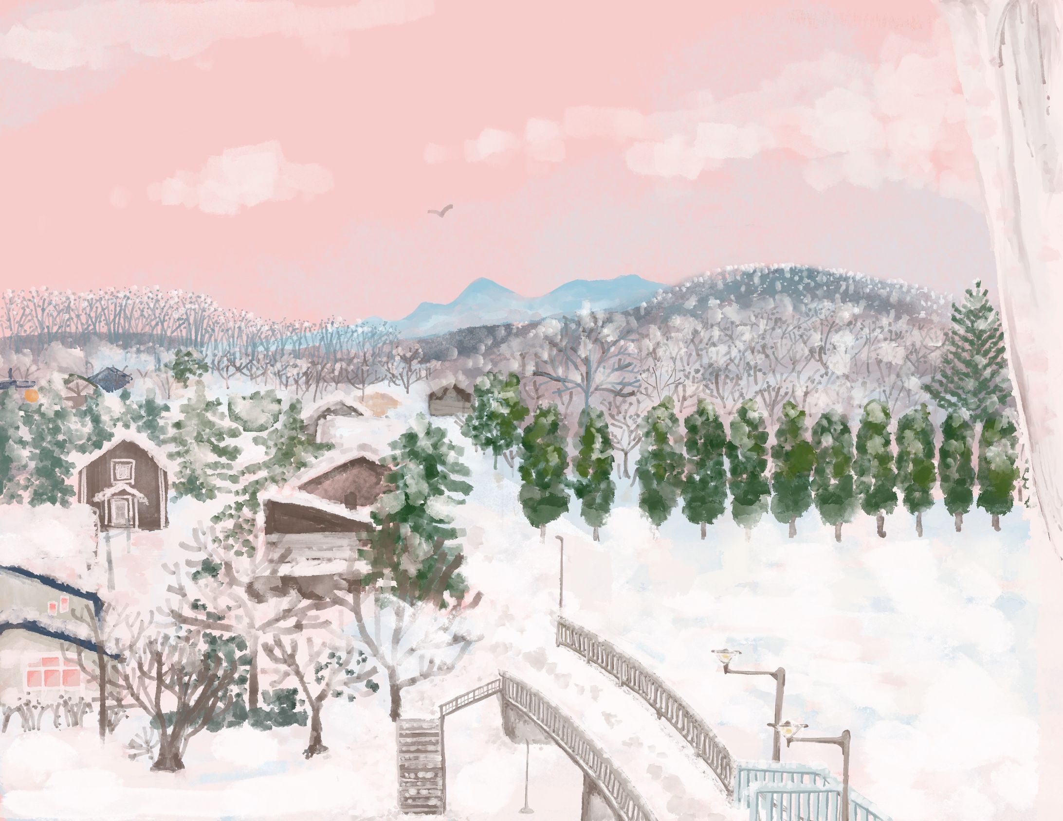 【original】窓から見える景色〜冬〜-1