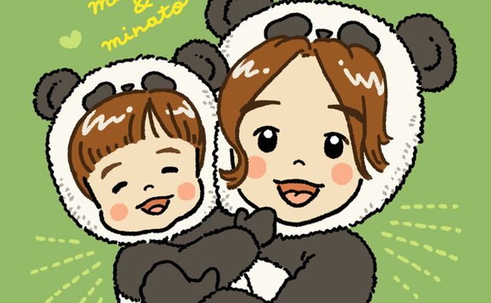 Panda's costume｜似顔絵イラスト