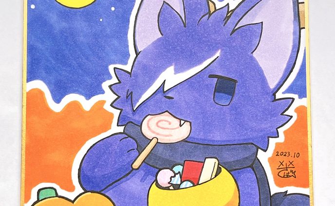 ハロウィンにょるふ 色紙