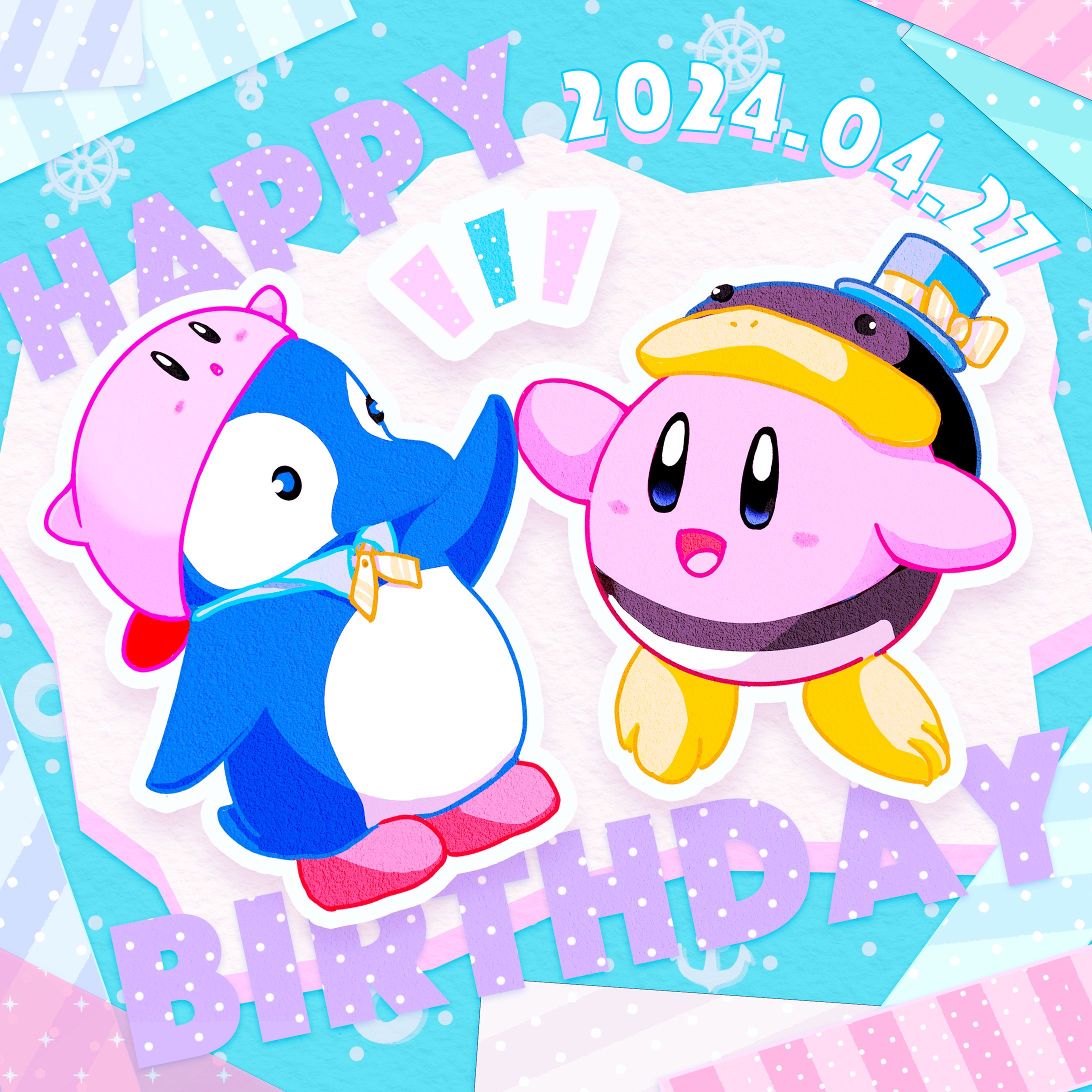 カービィ（と私）生誕記念イラスト2024-1