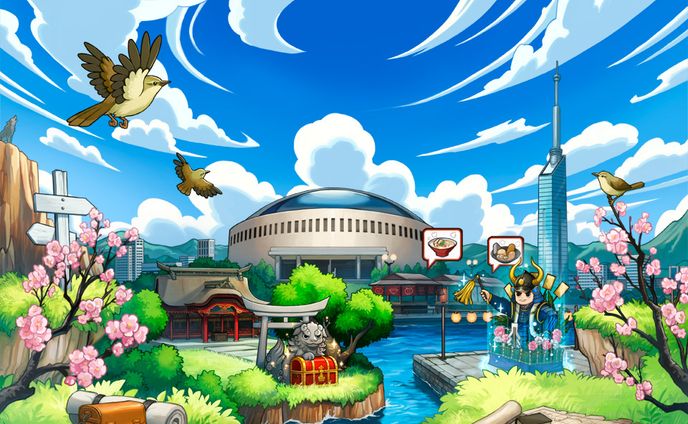 『株式会社Geolocation Technology』サイトTOPページイラスト　福岡県ver