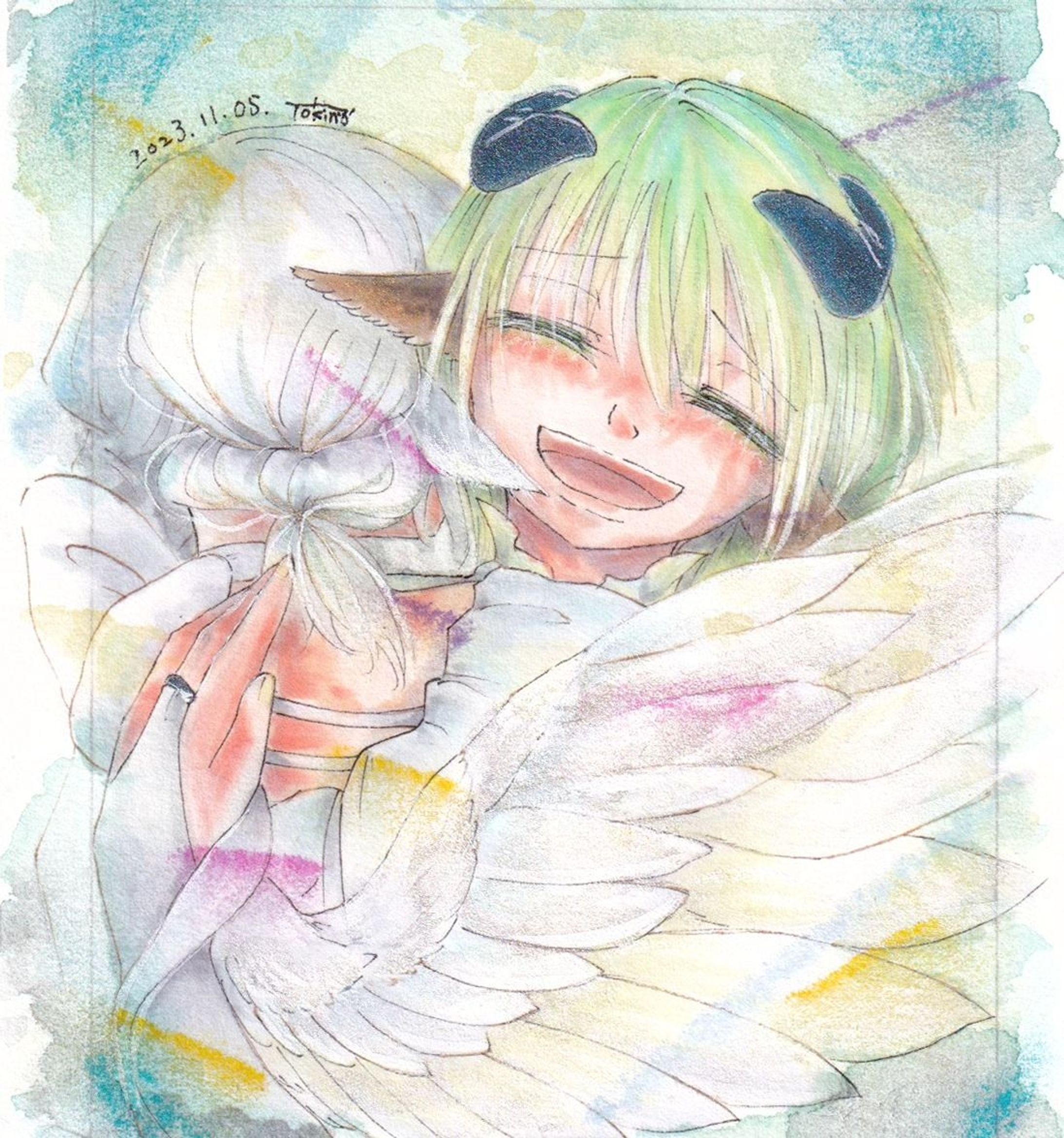 愛を抱きしめて

シュガーポットと共に送るミニサイズの原画です。
#art #アナログイラスト-1