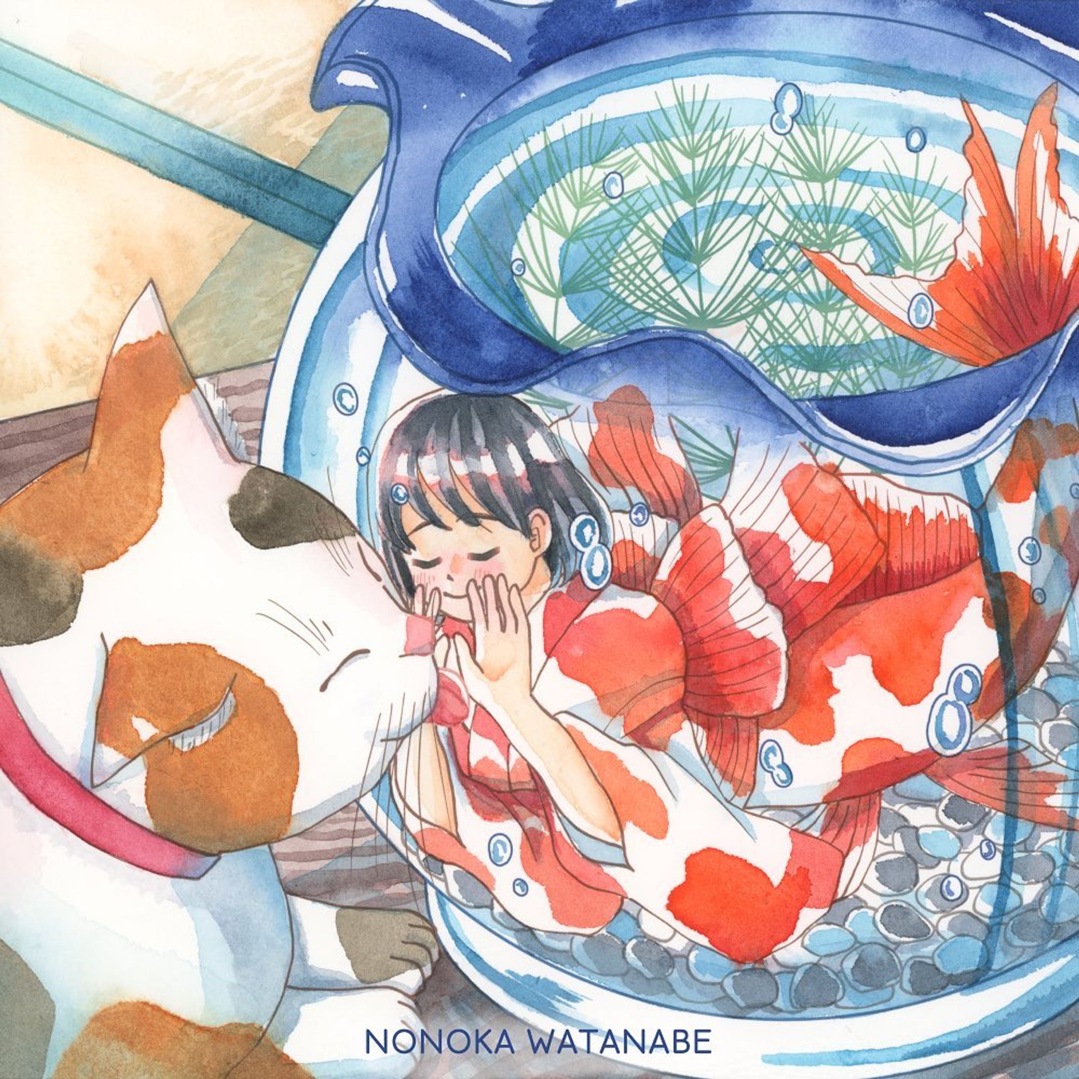 🐱ちぐはぐなラブソング🐟

完成日：2023/7/3完成
制作期間：3日ほど
使用画材：透明水彩、インクジェットプリント、CLIP STUDIO PAINT/ウォーターフォード水彩紙
サイズ：200×200mm

 #金魚  #擬人化  #猫  #イラスト  #イラストレーション  #イラストグラム  #いらすとぐらむ  #透明水彩  #水彩画  #アナログイラスト  #アナログ絵  #人魚  #金魚鉢  #illustration  #illustgram  #cat  #catillustration  #猫イラスト  #watercolors  #transparentwatercolors  #watercolorillustration  #analogillustration  #mermaid  #goldfish  #summer  #夏  #kingyo  #japan-1