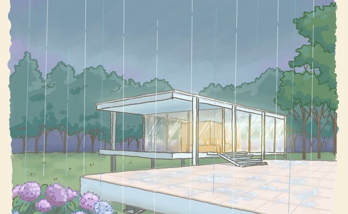 建築イラスト６月「ファンズワース邸」