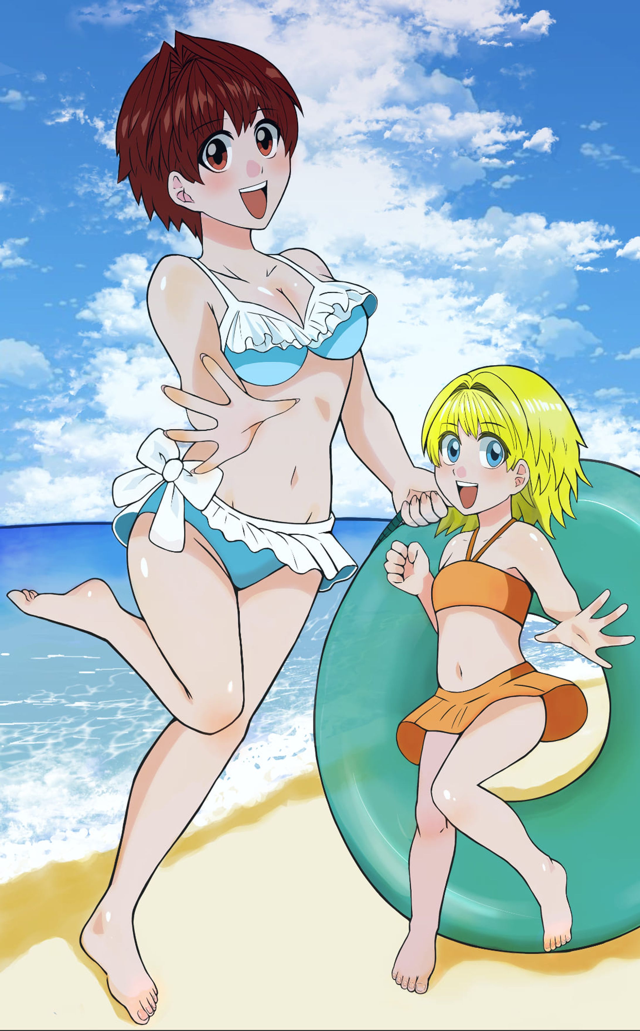 真夏の海で大はしゃぎ-1