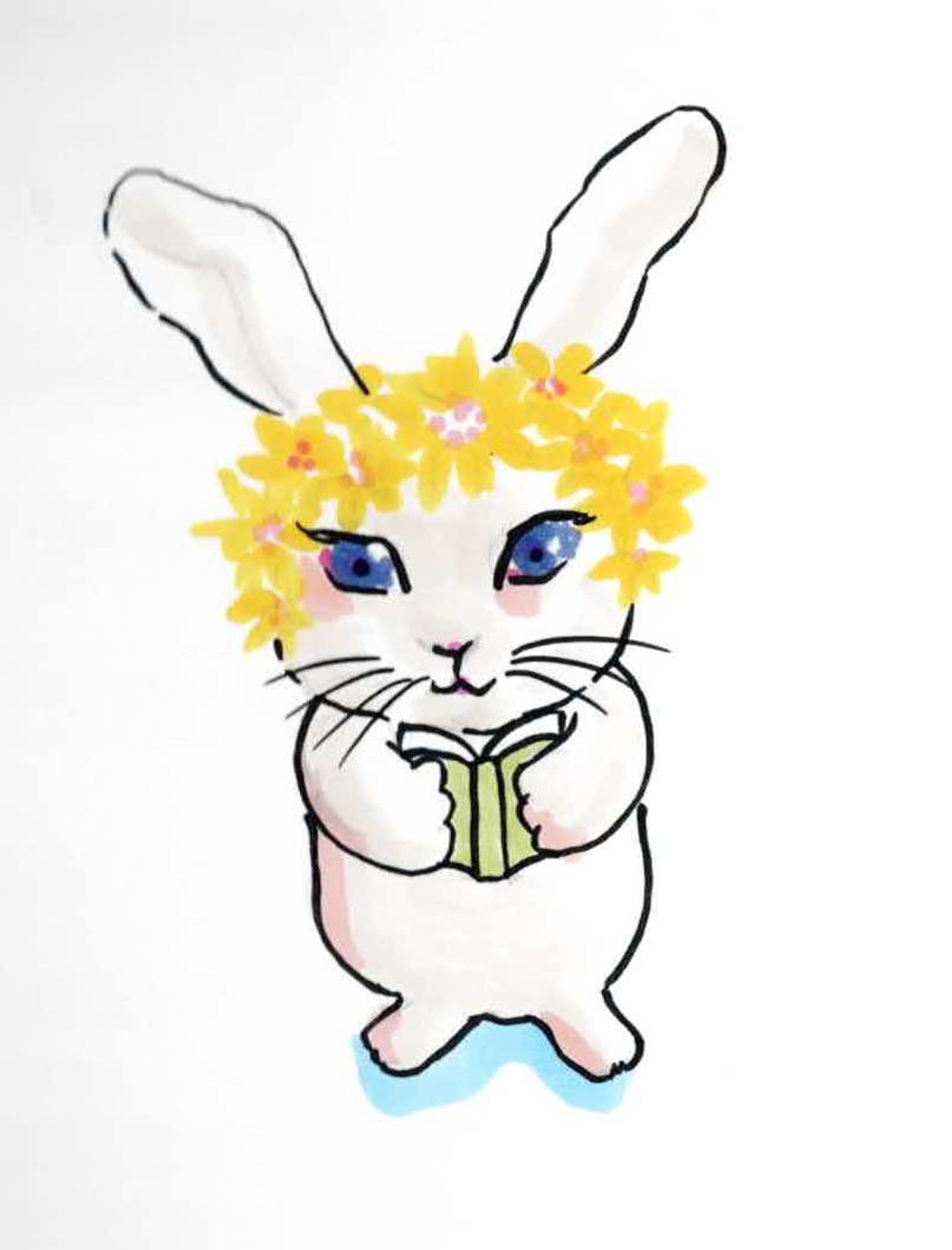 うさぎと花飾り-1