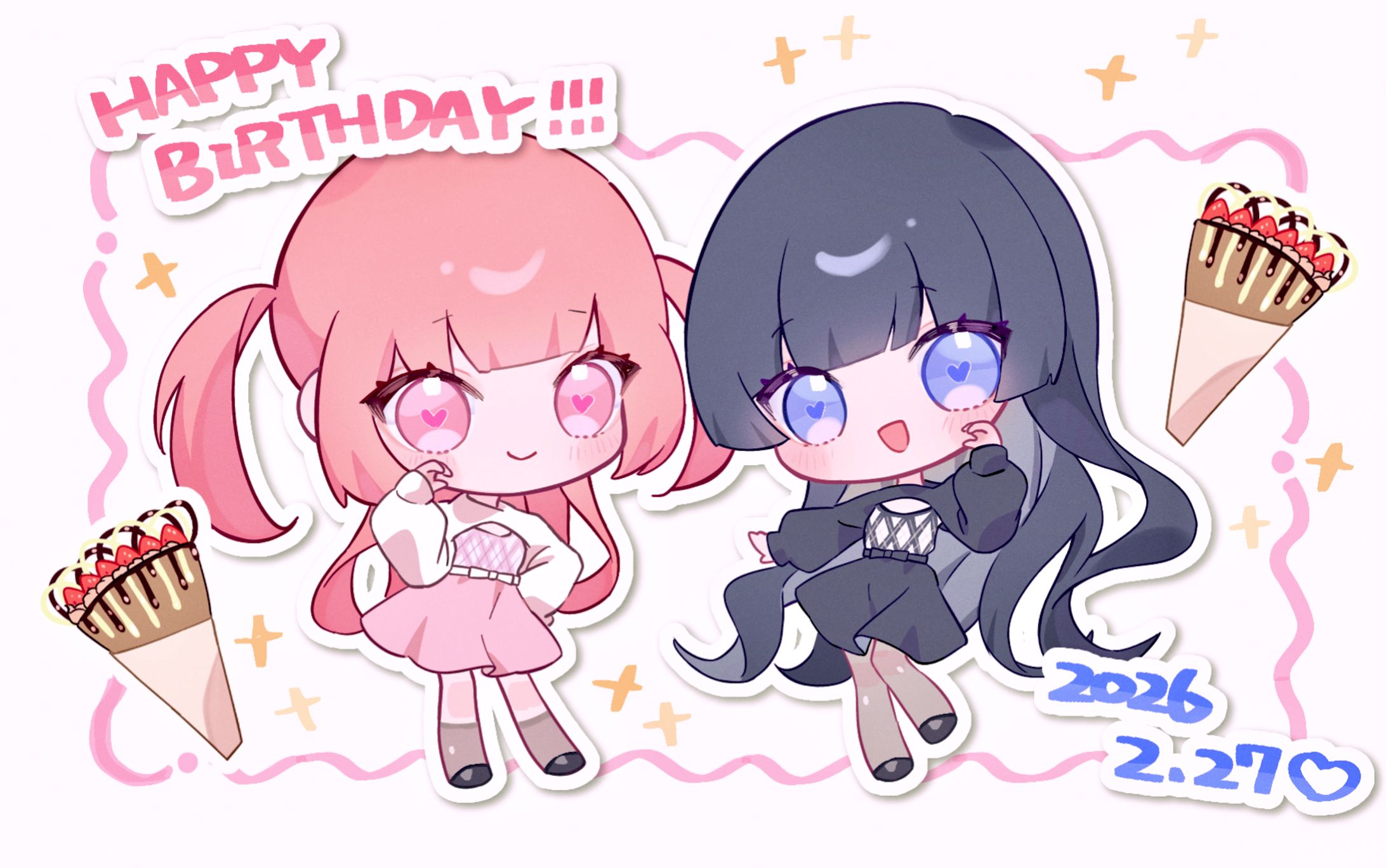 インフルエンサーの双子ちゃんSDイラスト-1