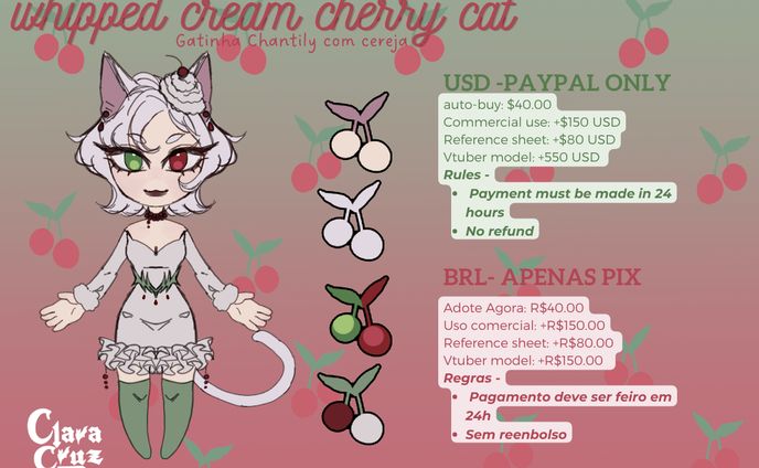 Whipped cream cherry cat - ADOPT
