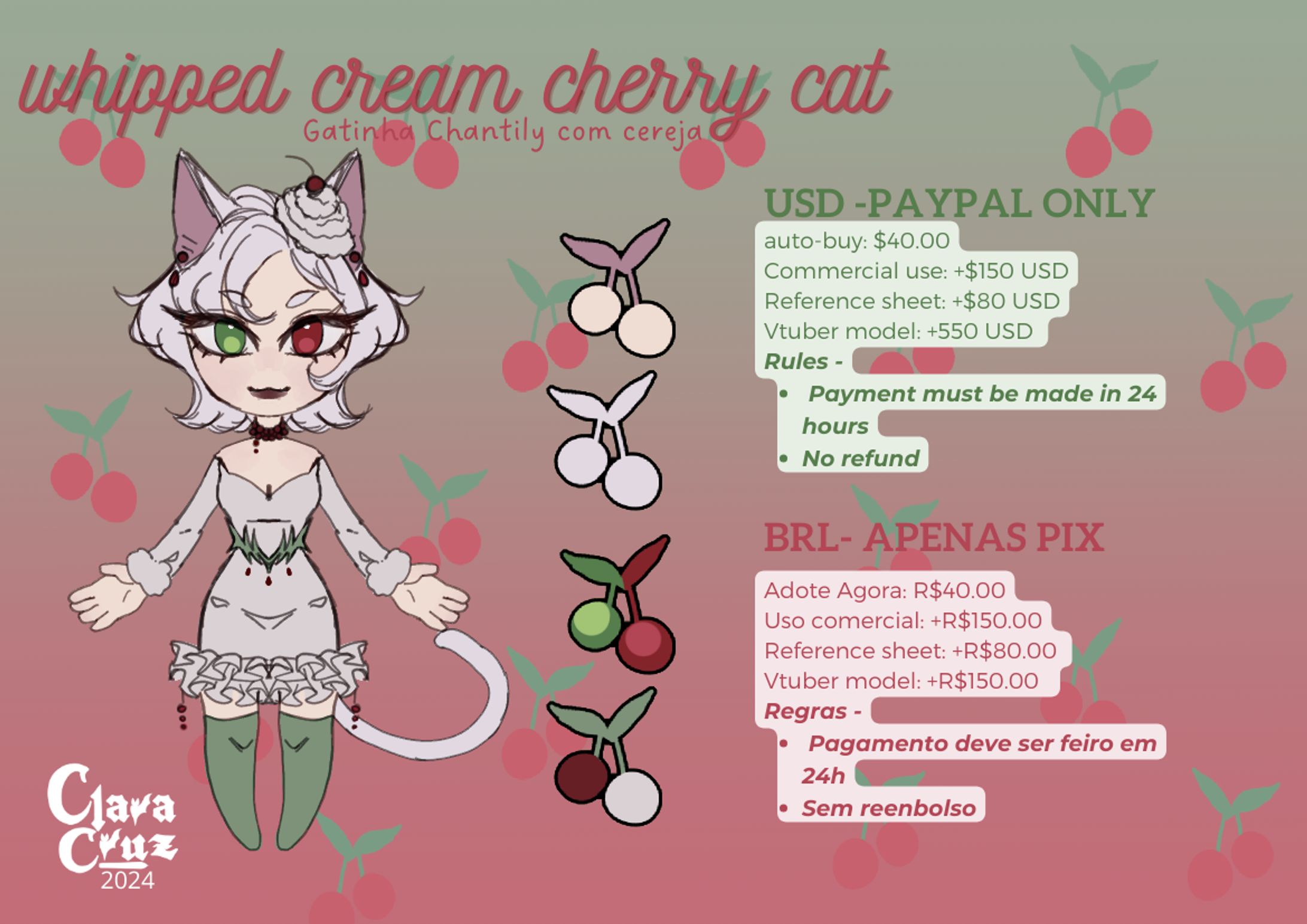 Whipped cream cherry cat - ADOPT-1