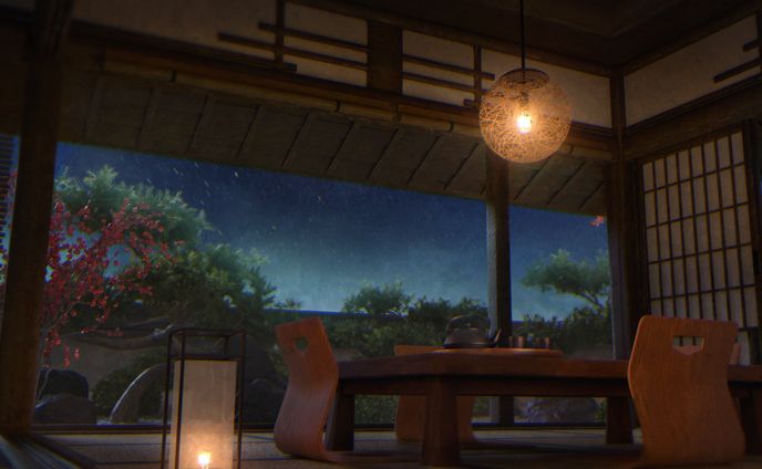 灯りと静寂の茶室