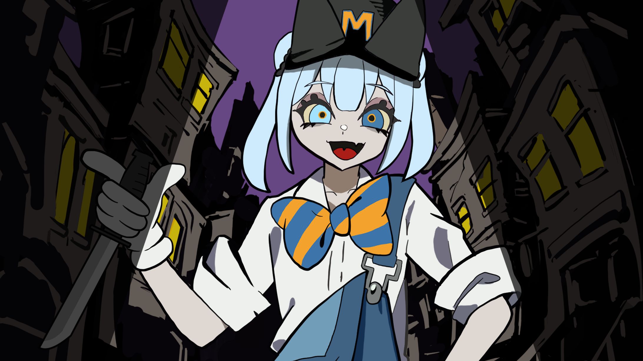 カートゥーンガール歌ってみたサムネイルイラスト-1