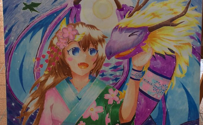 二科展準入選作品『とこしえの絆 〜種族を越えて〜』