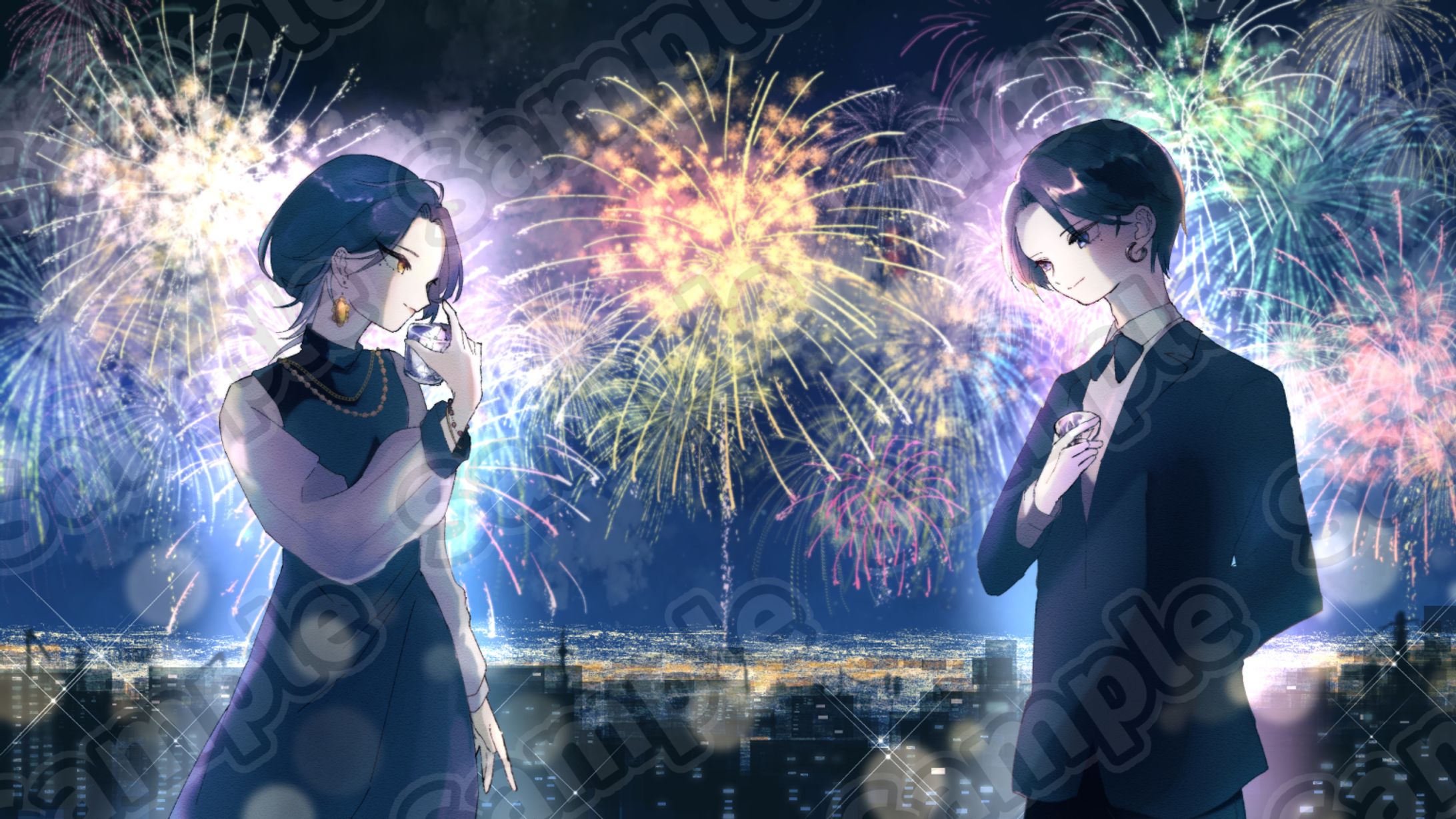 ご依頼品　菅原白湯様× 朧様　「長く短い祭」歌ってみたイラスト-1