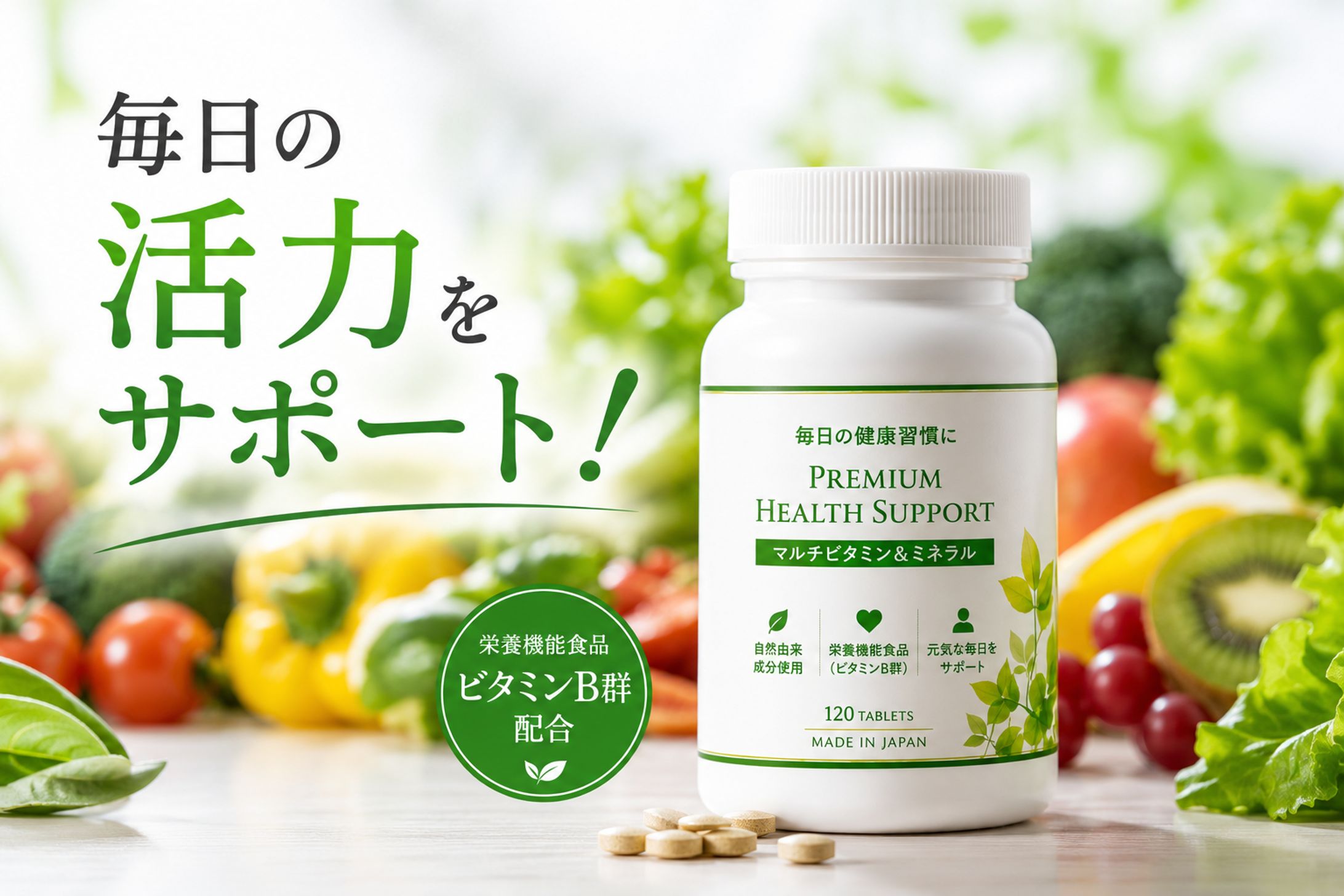 毎日の活力をサポートする健康サプリメント 広告デザイン-1