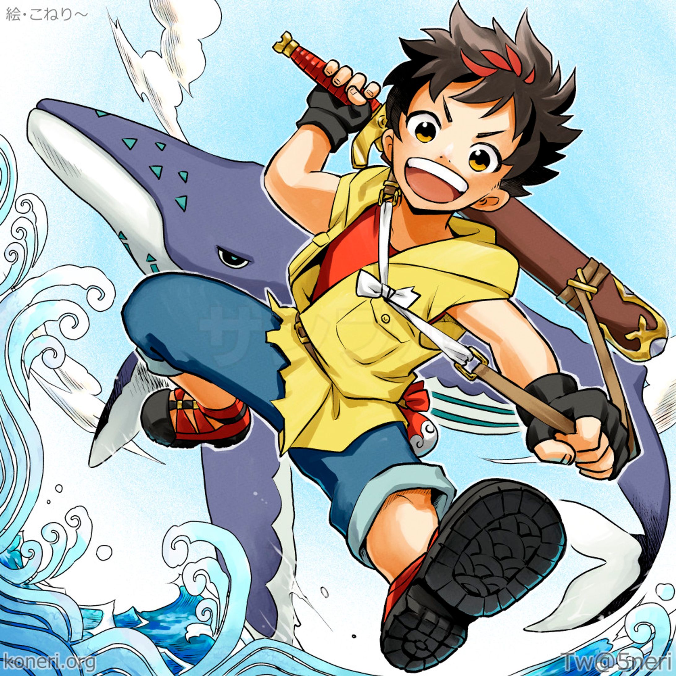 RECOMANアプリ内サンプル用イラスト少年漫画風-1
