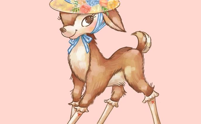 鹿のレトロ風イラスト