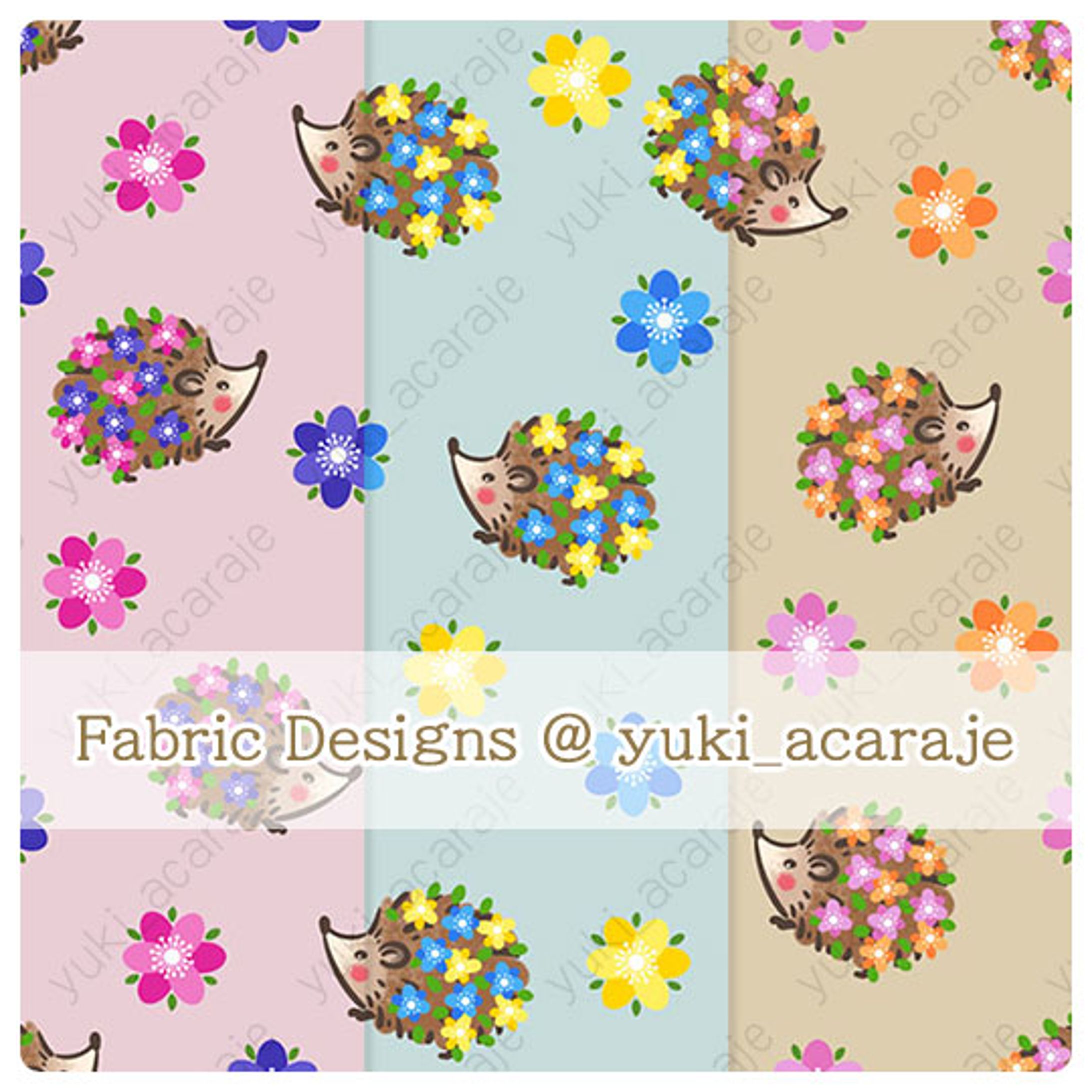 花に囲まれたハリネズミ-1