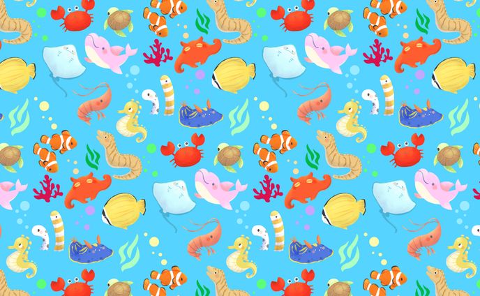海の生き物柄