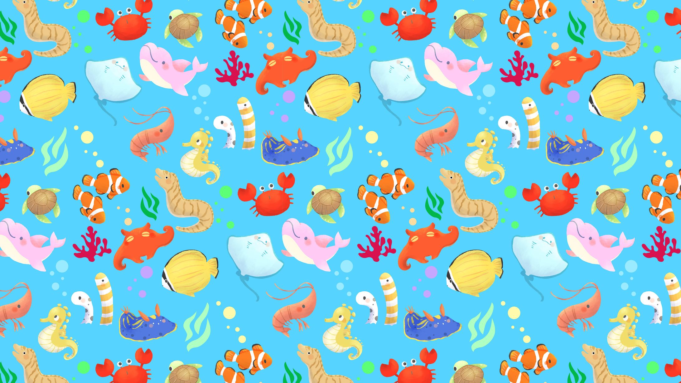 海の生き物柄-1