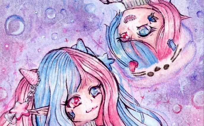 【Commission】
ドールオーナー
折流紙吽さんの
名刺用イラストを制作させていただきました!

シュガーチェリーちゃんと
チェリーシュガーちゃんという
淡いツートーンカラーカラーの
髪色が素敵なドールちゃんです!🩵🩷

ご依頼、ありがとうございました!

#illustration #drawing #art #watercolor #paints #pink #blue #doll #イラスト #ドール #ピンク #ブルー #水彩画アート #ご依頼