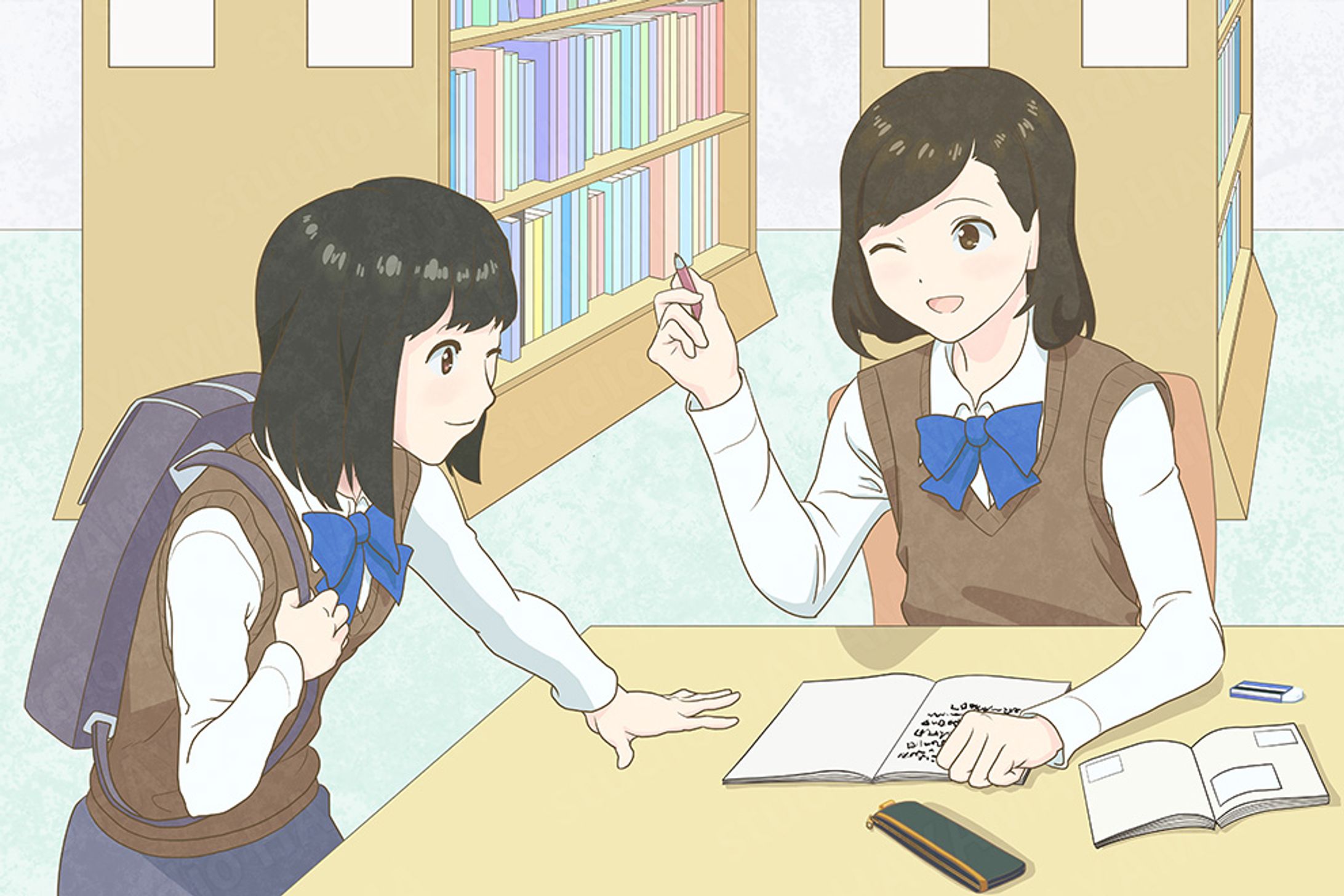 『勉強・学習』3種=図書館、自宅学習、通学中_電車内-1