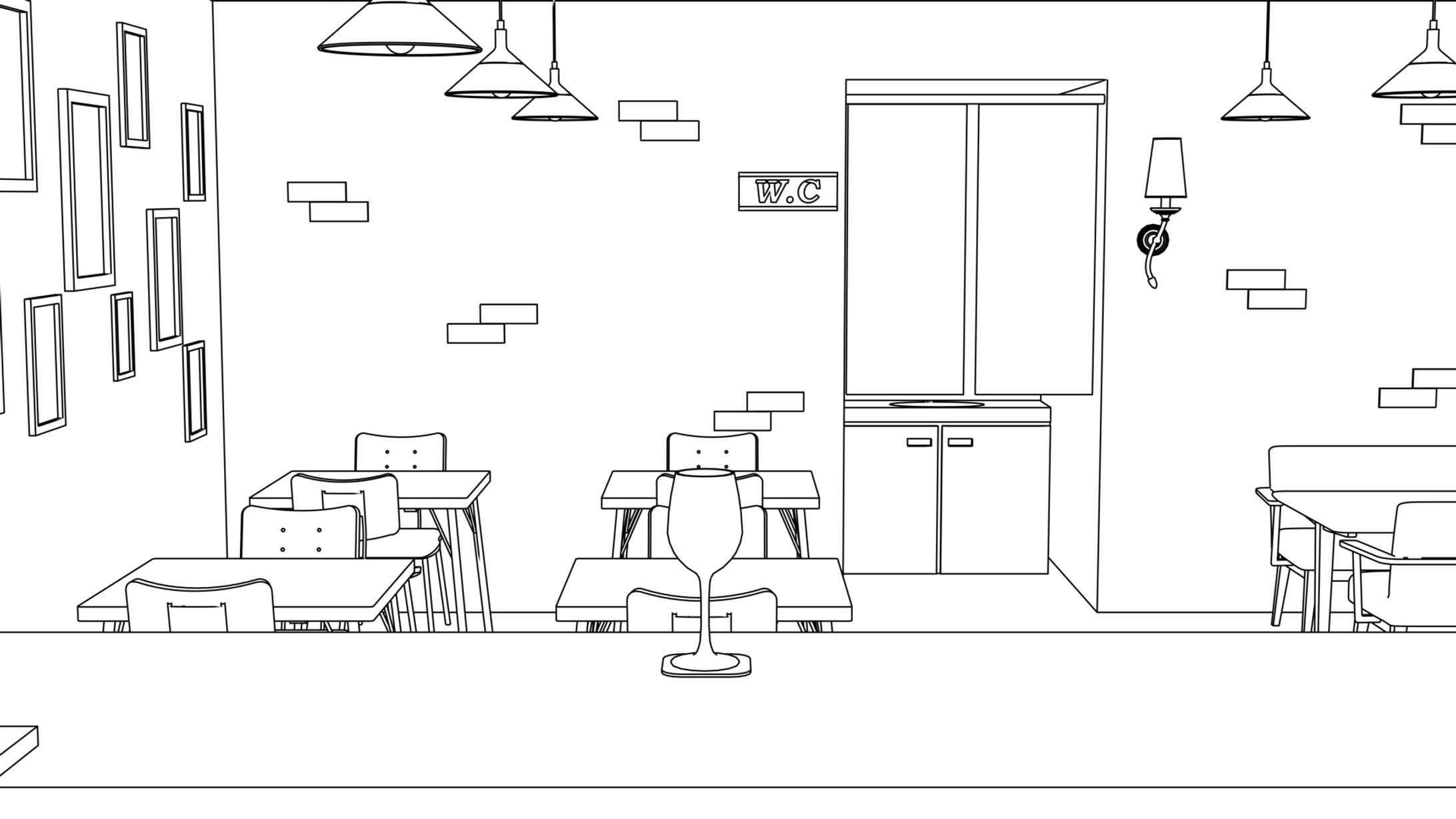 3DCG 漫画背景 バー-1