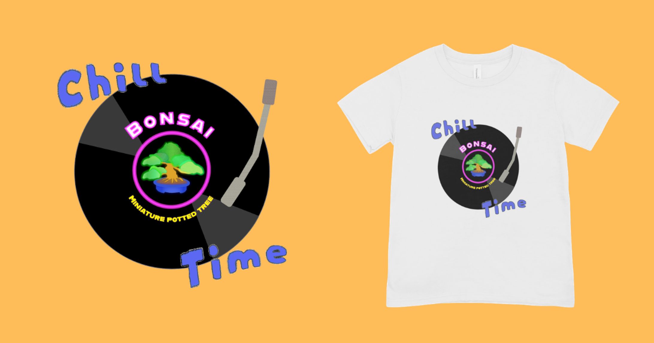 【イラスト】ネオン盆栽レコード-1